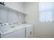 Efficient laundry room with modern appliances, shelving, and window for natural light at 644 N Vine St, Chandler, AZ 85225