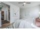 Bright main bedroom with walk-in shower, modern decor, and wood floors at 644 N Vine St, Chandler, AZ 85225