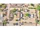 Overhead aerial view featuring a home with a circular driveway and desert landscaping at 833 N 110Th St, Mesa, AZ 85207