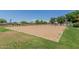 Community sand volleyball court with lush green grass and views of neighborhood houses at 915 W Orchard Ln, Litchfield Park, AZ 85340