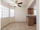 Dining space filled with natural light with ceiling fan and tile flooring at 925 S Longmore -- # 201, Mesa, AZ 85202