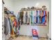 Walk-in closet has custom shelving and plenty of storage space for clothing at 9845 E Thistle Ave, Mesa, AZ 85212