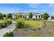 Stunning front yard of home featuring manicured lawn, stone walkway and lush landscaping at 4024 E Minton Cir, Mesa, AZ 85215