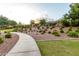 Beautiful desert landscaping with a walking path and plants around the property at 5328 S Wesley Cir, Mesa, AZ 85212