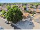 This aerial view highlights the property's mature tree landscaping and convenient neighborhood location at 608 E Arabian Ct, Gilbert, AZ 85296
