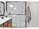 Bathroom featuring a glass shower and a wood vanity at 907 E Kelsi Ave, San Tan Valley, AZ 85140