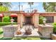 Charming front entrance with brick columns, pergola, and a cozy seating area at 3027 N Nebraska St, Chandler, AZ 85225
