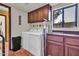 Functional laundry room has cabinets, a folding counter, and a large window at 3027 N Nebraska St, Chandler, AZ 85225