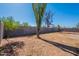 Large, enclosed backyard with mature vegetation, offering privacy and a natural setting at 3118 S Los Altos Dr, Mesa, AZ 85202