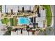 Overhead drone shot of apartments with pool at 3500 N Hayden Rd # 2110, Scottsdale, AZ 85251