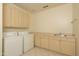 Laundry room with modern washer, dryer, storage cabinets and a sink at 6917 E Night Glow Cir, Scottsdale, AZ 85266