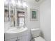 Cozy bathroom with a framed surfing poster, vanity, and toilet at 869 W Shellfish Dr, Gilbert, AZ 85233