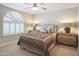 Comfortable bedroom with a well-dressed bed, side tables, lamps, and a large window creating a cozy atmosphere at 10490 E Morning Star Dr, Scottsdale, AZ 85255