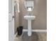 A modern pedestal sink and oval mirror add style to this cozy powder room at 1255 N Arizona Ave # 1251, Chandler, AZ 85225