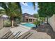 Backyard oasis with refreshing pool, palm trees, and lush landscaping for ultimate relaxation at 13633 W Alvarado Dr, Goodyear, AZ 85395