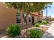 Landscaped front yard with a mature tree providing shade and curb appeal at 1350 S Greenfield Rd # 1123, Mesa, AZ 85206