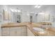 Bathroom with dual sinks, granite counters, custom cabinets, and recessed lighting offers a luxurious feel at 3126 E Fruitvale Ct, Gilbert, AZ 85297