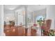 Elegant foyer with hardwood floors, marble accents, statement columns, and views of the outside at 3126 E Fruitvale Ct, Gilbert, AZ 85297