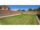Wide shot of a well-maintained backyard with lush green grass at 764 E Shannon St, Chandler, AZ 85225