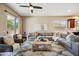 Cozy living room is furnished with a sectional sofa, accent chairs, and a decorative coffee table at 10591 E Morning Star Dr, Scottsdale, AZ 85255