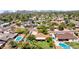 Overhead view of a residential area featuring homes with pools, mature landscaping and mountain views at 11011 N 39Th St, Phoenix, AZ 85028