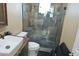 Bathroom features a modern vanity, toilet, and walk-in shower with slate-style stone tiling at 15221 N Clubgate Dr # 2044, Scottsdale, AZ 85254