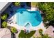 Aerial view of a backyard pool with lounge chairs and landscaping at 22020 N Church Rd, Scottsdale, AZ 85255