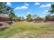 Expansive backyard with lush greenery, mature trees, and well-maintained landscaping at 24886 W Huntington Dr, Buckeye, AZ 85326