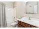 Standard bathroom with shower-tub, toilet, vanity, and overhead lighting at 3900 E Baseline Rd # 166, Phoenix, AZ 85042
