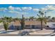 Charming home exterior with beautiful desert landscaping, large cactus and palm trees, plus a well-maintained front yard at 501 W Jasper Dr, Chandler, AZ 85225
