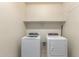 Functional laundry area with new washer/dryer, practical storage shelving, and neutral decor at 6999 S Blue Hills Dr, Buckeye, AZ 85326