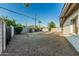 Gravel backyard features mature landscaping and is enclosed by a secure cinder block fence at 1258 E Campus Dr, Tempe, AZ 85282