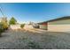 View of the gravel backyard, privacy fence, and covered patio area enhancing the outdoor space at 1258 E Campus Dr, Tempe, AZ 85282