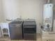 Bright laundry area with modern washer and dryer, utility sink, and tile flooring at 2525 E Nisbet Rd, Phoenix, AZ 85032