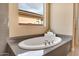Bright bathroom features a soaking tub with chrome fixtures and a window view at 41819 N Anthem Ridge Dr, Phoenix, AZ 85086