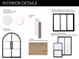 Selection of interior design features including paint colors, baseboard, doors, windows and flooring samples at 8125 E Gail Rd, Scottsdale, AZ 85260