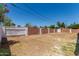 A view of the spacious backyard is showcased with a tall white privacy fence at 1028 W 5Th St, Mesa, AZ 85201