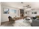 Comfortable living room with brick fireplace, ceiling fans, and a cozy seating area at 1028 W 5Th St, Mesa, AZ 85201