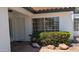 Inviting front entrance with manicured landscaping, brick pavers and large front window at 1044 N Arvada N --, Mesa, AZ 85205