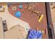 Aerial view of a backyard playground, designed for fun and safety with colorful play equipment and soft ground cover at 1186 E Brenda Dr, Casa Grande, AZ 85122