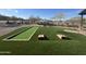 Bocce ball court and cornhole game on manicured synthetic grass, perfect for outdoor recreation at 26036 N 85Th Dr, Peoria, AZ 85383