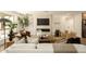 Comfortable living room with a fireplace, stylish decor, and plenty of seating, creating a welcoming atmosphere at 7618 N Via Del Paraiso --, Scottsdale, AZ 85258