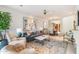 Comfortable living area that opens to dining area with fireplace and lots of light at 9270 E Thompson Peak Pkwy # 347, Scottsdale, AZ 85255