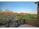 Balcony view showcasing red mountains and desert foliage at 9270 E Thompson Peak Pkwy # 347, Scottsdale, AZ 85255