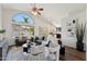 Sun-filled living room featuring vaulted ceilings, hardwood floors, and large windows at 1029 E Jasper Dr, Gilbert, AZ 85296