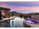 Beautiful backyard pool and hot tub with desert views at sunset at 13072 W Alyssa Ln, Peoria, AZ 85383
