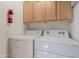 Bright laundry room features wood cabinets and appliances, plus a visible wall-mounted fire extinguisher at 16715 E El Lago Blvd # 212, Fountain Hills, AZ 85268