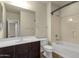 Bathroom showcasing a vanity with a sink and a bathtub-shower combination with chrome fixtures at 5223 W Bent Tree Dr, Phoenix, AZ 85083