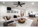 Stylish living room showcasing a comfortable sectional sofa, modern coffee table, and seamless connection to the updated kitchen at 8341 E Hubbell St, Scottsdale, AZ 85257
