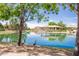 Picturesque view of a serene pond with gazebo, framed by mature trees and accompanied by geese at 4332 S Oregon Ct, Chandler, AZ 85248